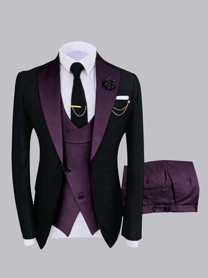 Chic Men's One Button Contrast Finishes 3 Pieces Suits
