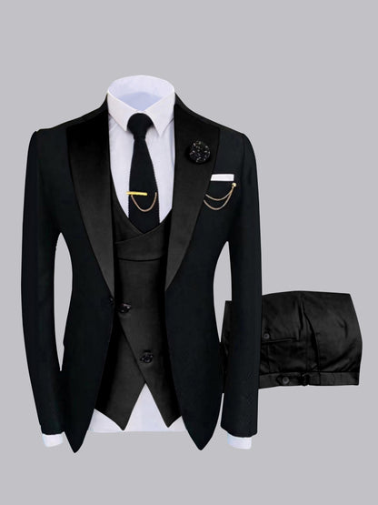 Chic Men's One Button Contrast Finishes 3 Pieces Suits