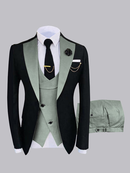 Chic Men's One Button Contrast Finishes 3 Pieces Suits